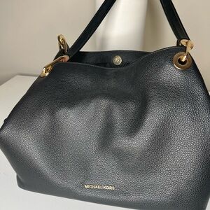 Michael Kors Raven Large Shoulder Tote - Black with Gold Accents